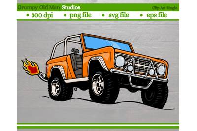 cartoon classic 4x4 suv with open top | old school 4x4 truck
