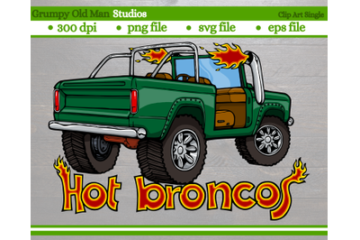 cartoon classic 4x4 suv with open top | hot broncos
