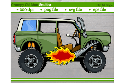 cartoon classic 4x4 suv with doors off | old school 4x4 truck