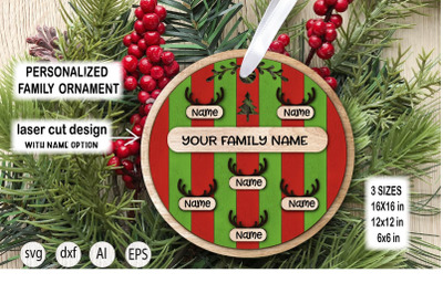 Christmas Deer Ornament SVG . Christmas Family SVG Ornament.