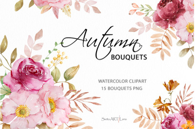 Autumn Watercolor Floral Clipart
