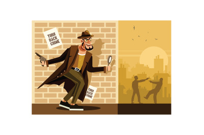 Detective Character Vector Graphics Illustration