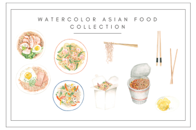 Watercolor Asian Food Clipart
