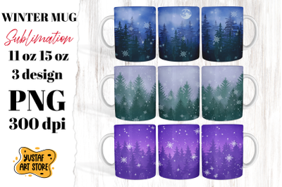 Winter Landscape Sublimation Mug 3 design. Christmas mug