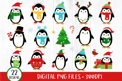 Penguin Clipart, Christmas Penguin Clipart