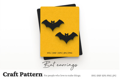 Bat Earrings SVG, Earring SVG, Earring Template, Laser Cut Files