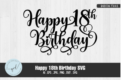 Happy 18th Birthday SVG | Cake Topper SVG