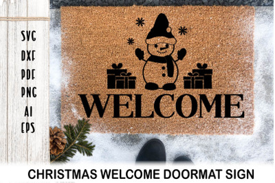 Doormat SVG. Christmas Welcome Door mat. Christmas Snowman.