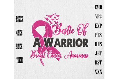 Bestie of a Warrior Breast Cancer Month Embroidery