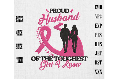 Proud Husband Breast Cancer Awareness Embroidery