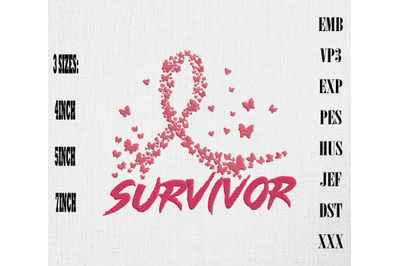Survivor Pink Ribbon Won Breast Cancer Embroidery