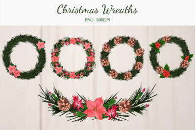 Christmas Wreaths Sublimation Design Bundle - Floral Wreaths