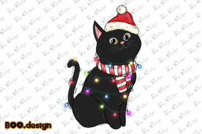 Black Cat Christmas Graphics