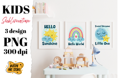 Kids sublimation design/Nursery Posters set 3 design