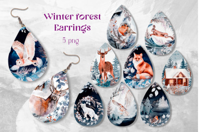 Winter Earrings design Teardrop Earring sublimation bundle