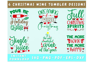 Christmas Wine Tumbler SVG Bundle&2C; 6 Designs&2C; Christmas Wine Quotes