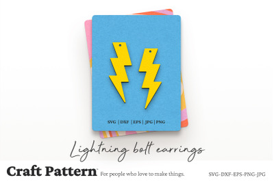 Lightning Bolt Earrings SVG, Earring SVG, Earring Template, Laser Cut