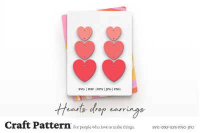 Hearts Earrings SVG, Earring SVG, Earring Template, Laser Cut Files