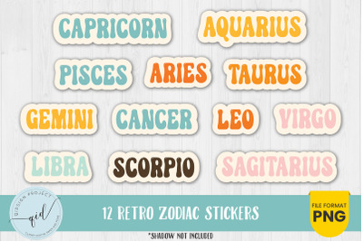 Retro Zodiac Stickers | 12 Variations