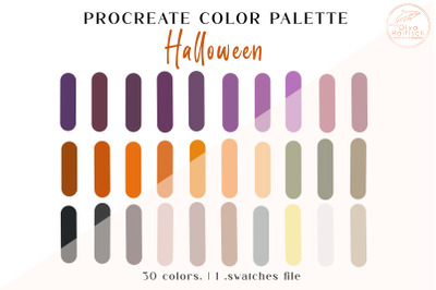 Halloween Procreate Color Palette. Fall Color Swatches