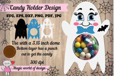 Sweet Ghost boy candy dome ornaments svg,candy holder svg