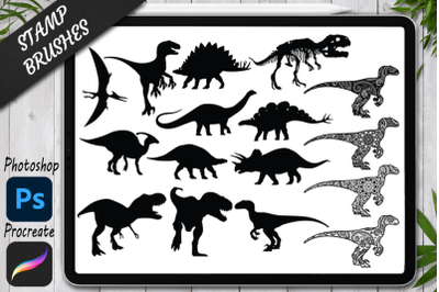 Dinosaur Stamps Brushes for Procreate and Photoshop.