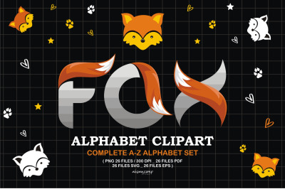 Fox Alphabet Clipart #1