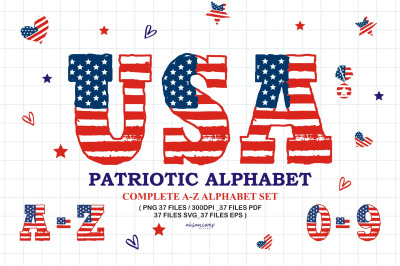 USA Flag Alphabet Clipart #1