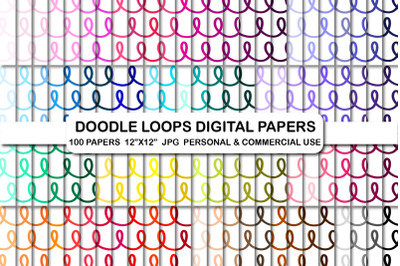 Doodle Hand Drawn Loops Digital Papers Background Patterns