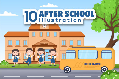 10 Students After School Illustration