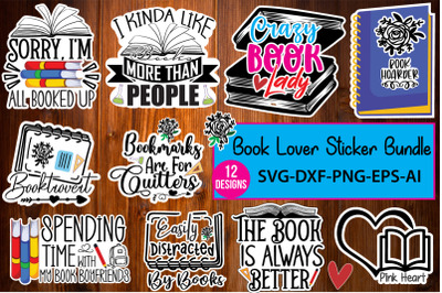 Book Lover Sticker Design