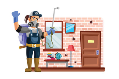 Exterminator or Pest Control Vector Illustration