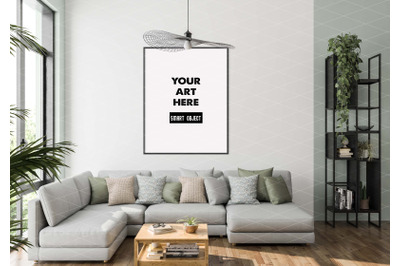 Interior scene artwork background frame mockup