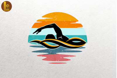 Vintage Retro Sunset Swimmer Gift