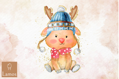 Hello Winter Reindeer Clipart