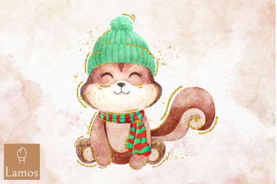 Hello Winter Squirrel Clipart