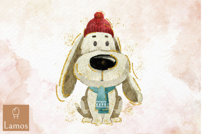 Hello Winter Puppy Dog Clipart