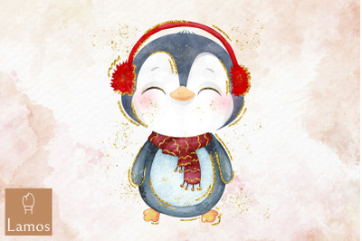 Hello Winter Penguin Clipart