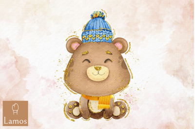 Hello Winter Bear Clipart