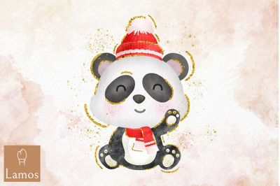 Hello Winter Happy Panda Clipart