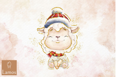 Hello Winter Happy Sheep Clipart