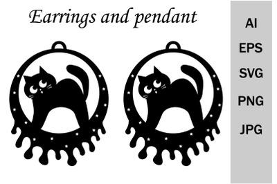 Cute cat earrings and pendants, svg template, cutting file