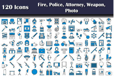 120 Icons Of Fire, Police, Attorney, Weapon, Photo