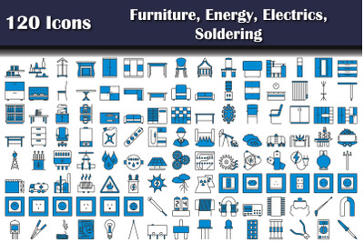 120 Icons Of Furniture, Energy, Electrics, Soldering