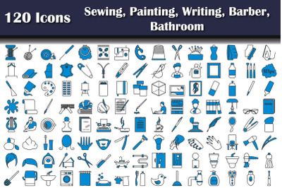 120 Icons Of Sewing, Painting, Writing, Barber, Bathroom
