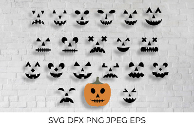 Halloween Pumpkin Faces SVG. Jack-o&#039;-Lantern Bundle
