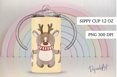 Sippy Cup Sublimation Christmas Reindeer