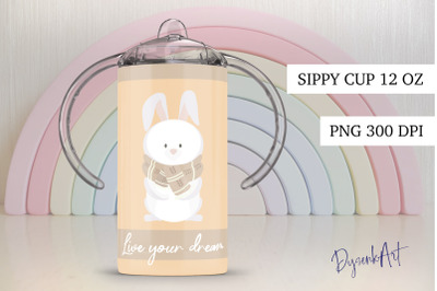 Sippy Cup Sublimation Bunny PNG