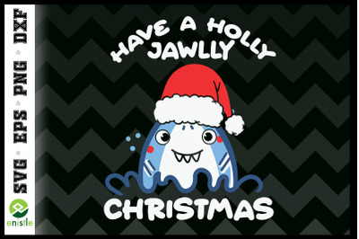 Shark Hat Christmas Holly Jawlly SVG