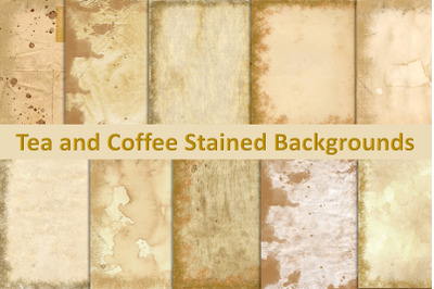10 Vintage, Distressed, Grunge, Tea Stained Backgrounds (8.5 x 11 inch) JPEG. Ideal for journal pages